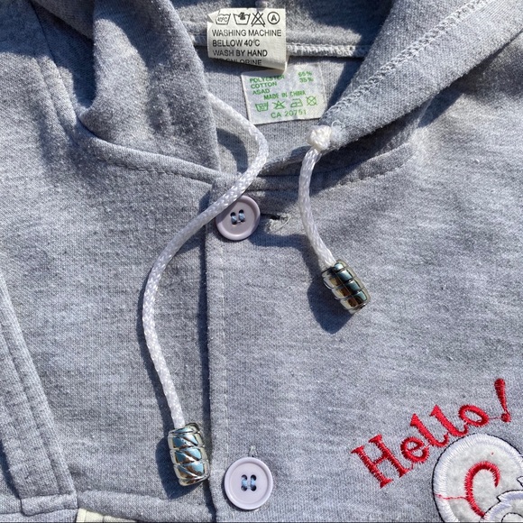 Boys Grey Mouse Face Design Button-up Hoodie - Picture 7 of 12